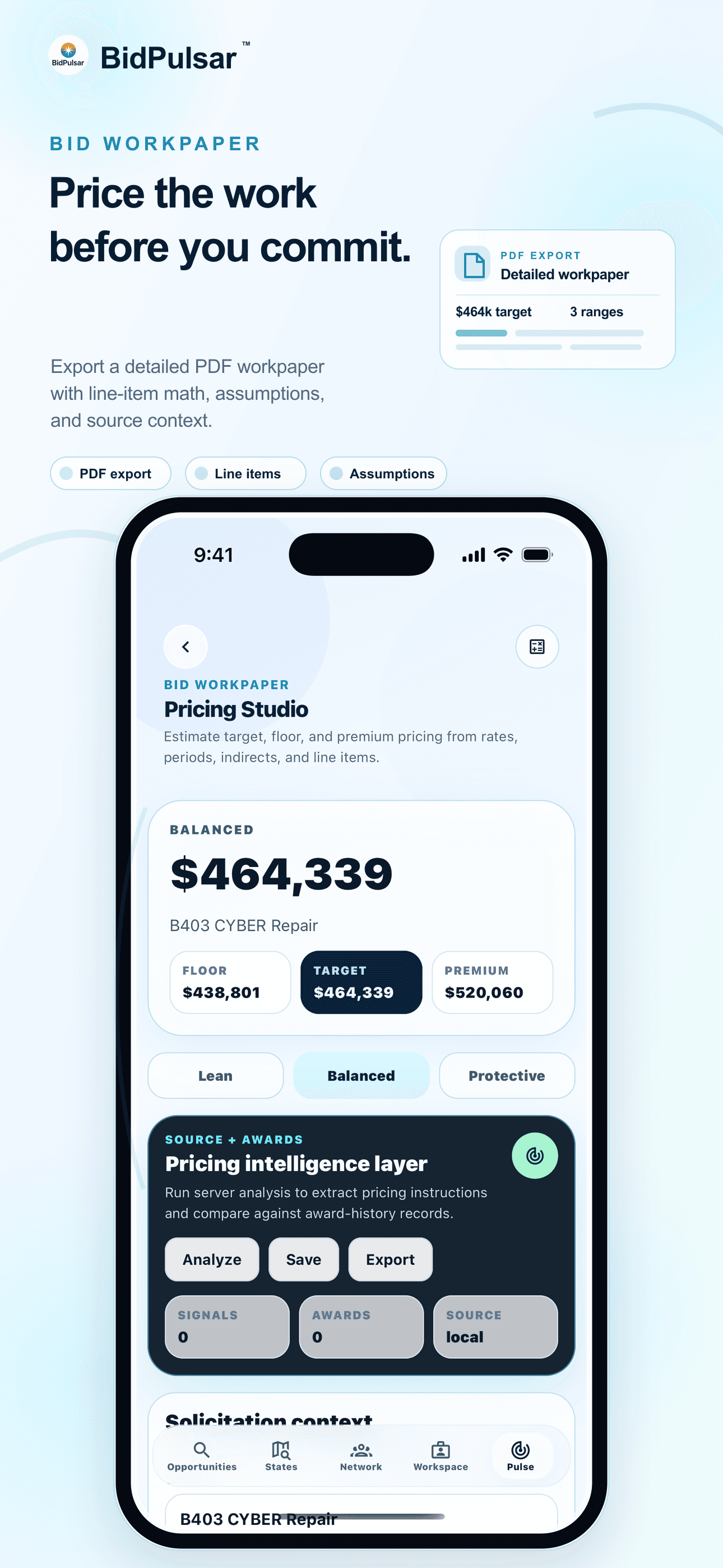 BidPulsar iPhone pricing studio